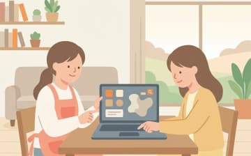 地域から訪問介護事業所を探すを表すイラスト