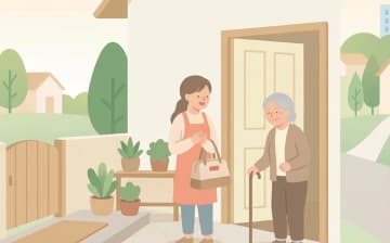 独居高齢者の訪問介護の使い方を表すイラスト