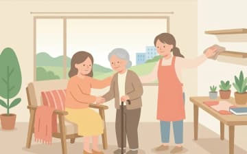 訪問介護と家族の役割分担｜同居家族の生活援助・医療的ケアの線引きを整理を表すイラスト