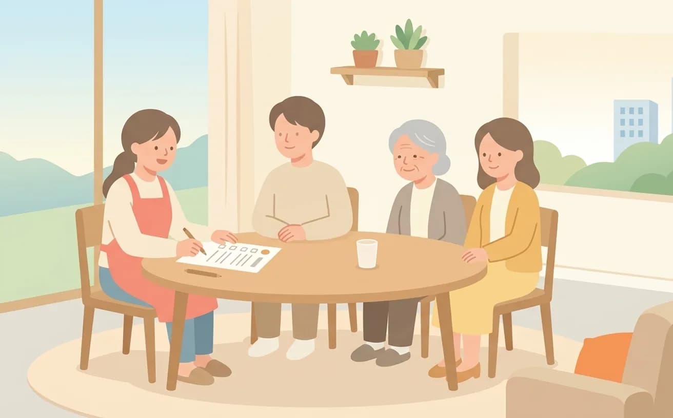 訪問介護の初回面談で確認することを表すイラスト