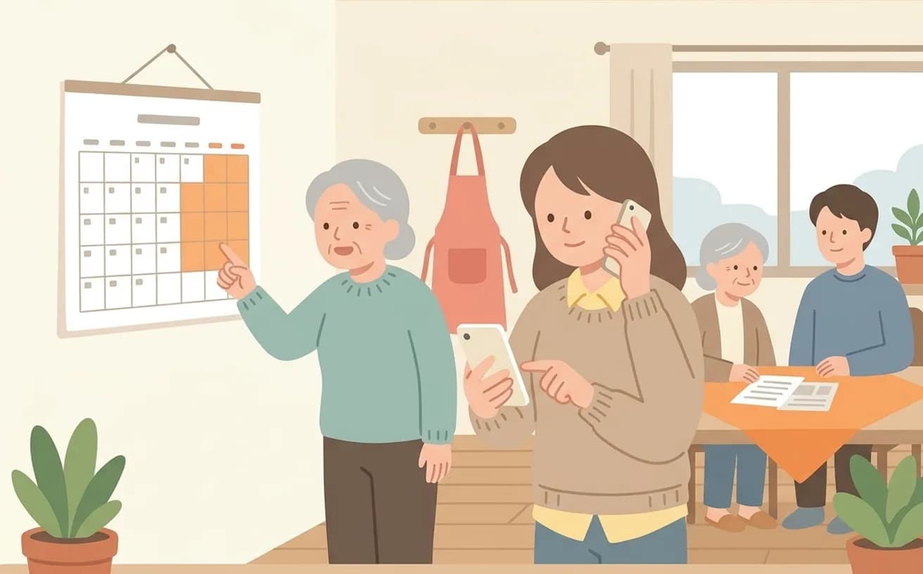 土日祝の訪問介護を探すときの確認ポイントを表すイラスト