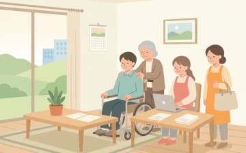 介護保険と障害福祉の訪問サービスの違い（重度障害の家族向け）を表すイラスト