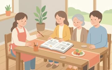 訪問介護の契約と重要事項説明書の見方を表すイラスト