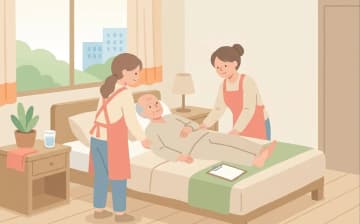 寝たきり・全介助でも在宅で訪問介護は使えるを表すイラスト