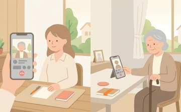 離れて暮らす家族が訪問介護を探すときを表すイラスト