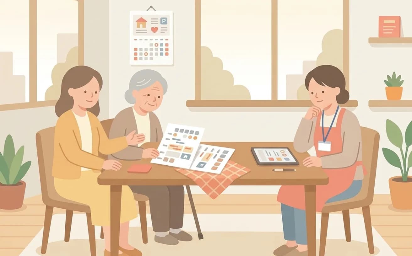 介護保険外サービスを併用するときの考え方を表すイラスト