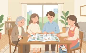 訪問介護のサービスの種類と違い一覧を表すイラスト