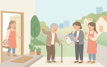 要介護認定の申請から認定までの流れを表すイラスト