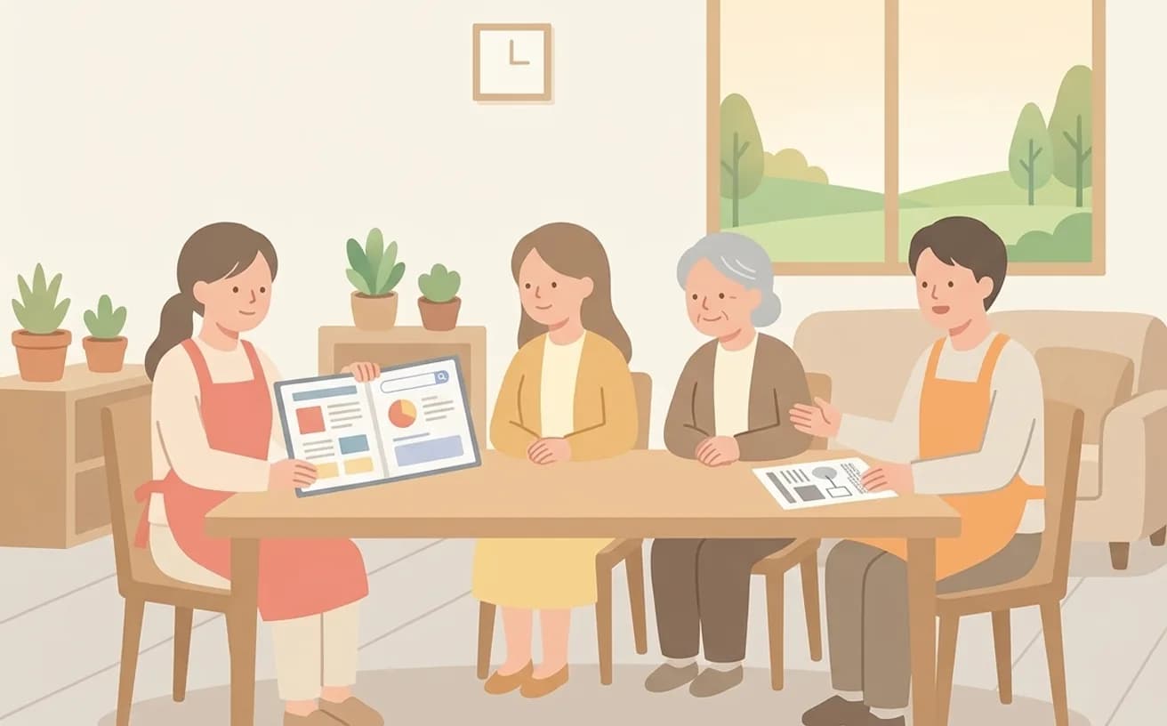 ケアマネジャーと訪問介護事業所の役割分担を表すイラスト