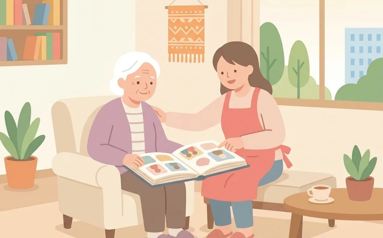 認知症の家族に訪問介護は頼める?を表すイラスト
