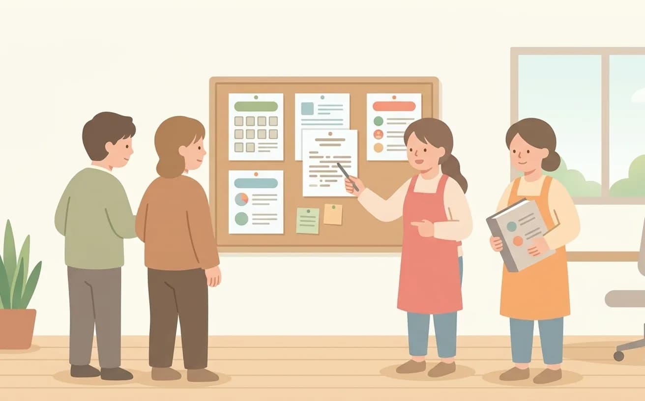 訪問介護のサービス品質を伝える情報整理|運営規程・情報公表制度・見える化要件を表すイラスト
