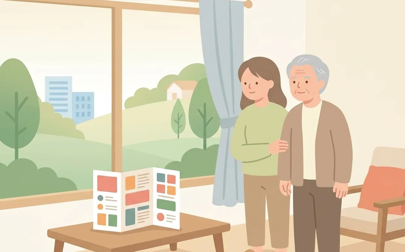 在宅介護の限界と入居・他サービスの検討を表すイラスト